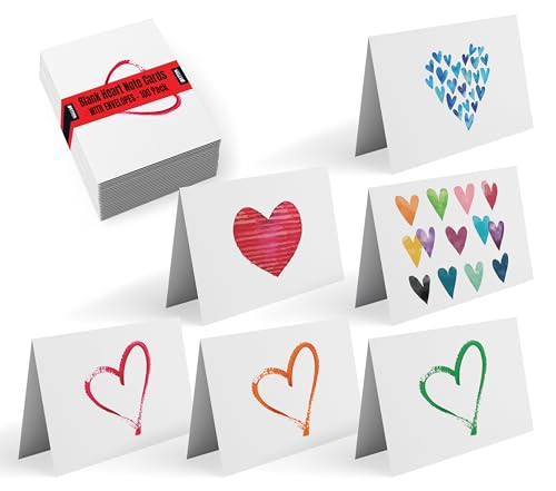 Better Office Products 100-Pack All Occasion Greeting Cards, Assorted Blank Note Cards, 4 x 6 inch, 6 Contemporary Heart Designs, Blank Inside, with Envelopes, 100 Pack - size: 4" x 6"