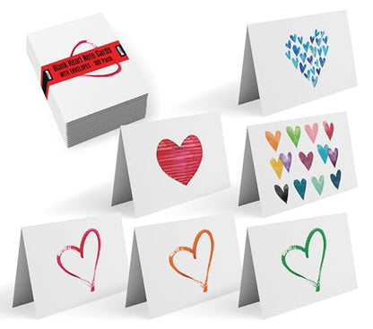 Better Office Products 100-Pack All Occasion Greeting Cards, Assorted Blank Note Cards, 4 x 6 inch, 6 Contemporary Heart Designs, Blank Inside, with Envelopes, 100 Pack - size: 4" x 6"