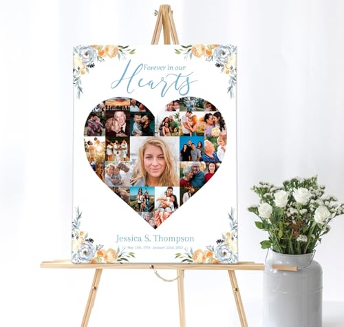 Yellow Roses Funeral Welcome Sign, Heart Collage Celebration of Life Welcome Sign, in Loving Memory Sign, Celebration of Life, Celebration of Life Sign, Memorial Sign with Photo - color: Version #23