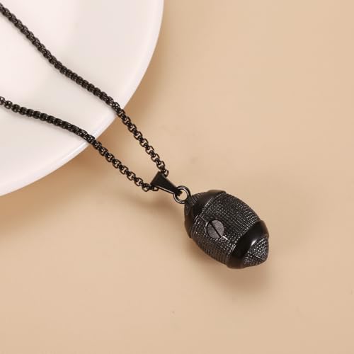 America Football Urn Necklace For Ashes For Men Stainless Steel Rugby Cremation Jewelry Hold Human Ashes Keepsake Neckace Engravable Memorial Of Loved Ones - color: Black