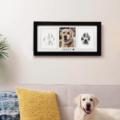 MYPAWLETS Dog Cat Paw Print Kit,Ink&Clay Pawprints Keepsake Frame (Black) - color: Black