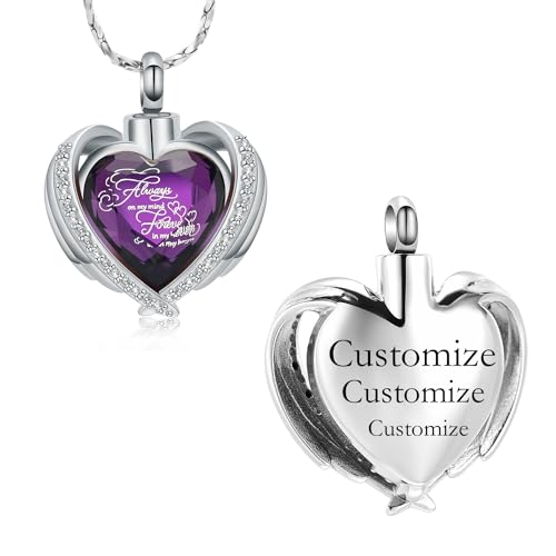 Cremation Jewelry for Ashes Pendant Crystal Heart Urn Necklace Keepsake Urn Memorial Pendant Ash Holder - color: Customize