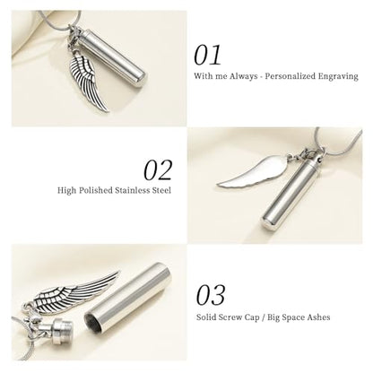 Oinsi Car Charm & Cylinder Urn Necklace for Ashes Stainless Steel Tube Cremation Urn Jewelry Necklace for Ashes Memorial Keepsake Gifts - color: Style-B
