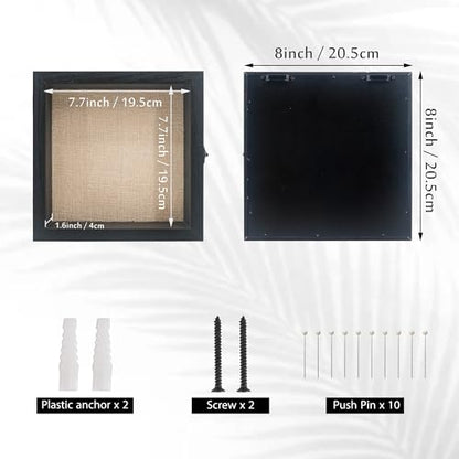 Small Wall Mounted Shadow Box Frame 8x8 with Real Glass,Black - color: Black, size: 8*8