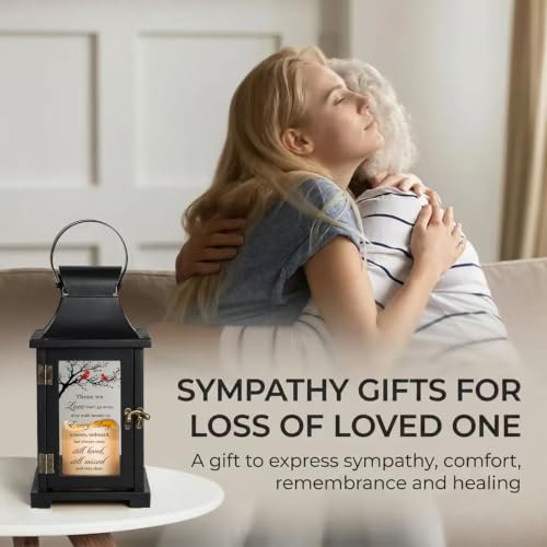 Memorial Lantern Sympathy Gift for Loss of Loved One Grief Gift - color: Those We Love Don’t Go Away Black