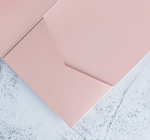 20 PCS Blush Pink Tri-fold Laser Cut Wedding Invitation Pockets for 5x7 Wedding Cards Bridal Shower Engagement Quinceanera Invitation - color: Blush Pink