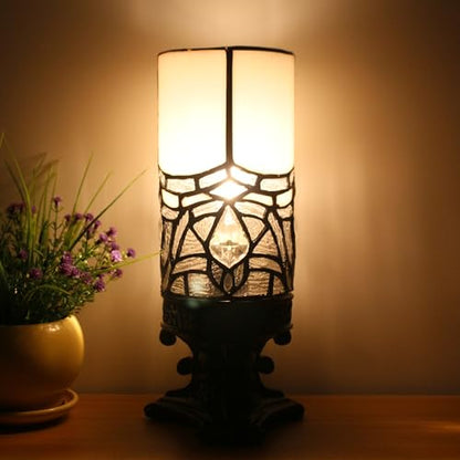 Small Tiffany Table Lamp Mini Stained Glass Desk Lamp White Bending Style - color: White Bending Style