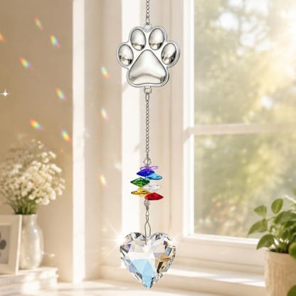 Pet Memorial Gifts for Dogs Cat-Dog Memorial Gifts for Loss of Dog Sympathy | Rainbow Bridge Heart Shape Crystal Suncatcher, Pet Remembrance Ornament in Memory of Puppy, Thoughtful Passing Away Keepsake
