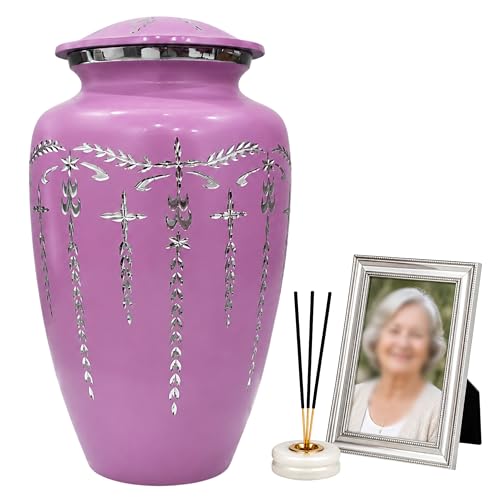 Urns Human Ashes Adult Male/Female,Creamation Urn for Human Ashes Adult Man/Women,200+ Cubic inch Capacity,Decorative Burial Urn, Funeral Cremation Urns_ 11x6.5 - Purple - color: Purple, size: Etched 11"H x 6.5"W