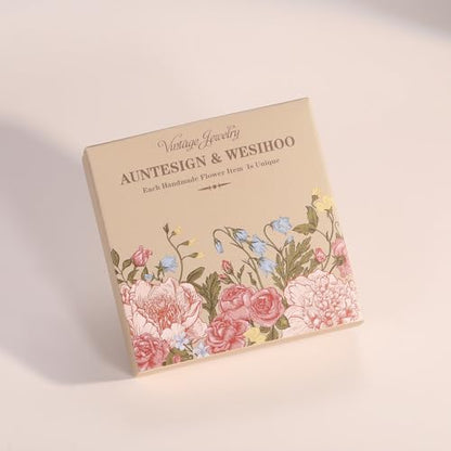 AUNTESIGN Forget-Me-Not and Queen Anne's Lace Pressed Wildflower Necklace | Birth Month Flowers Necklace | Gold/Silver Pressed Flower Jewelry | Mother's Day | Gift For Her - color: Mushroom Necklace