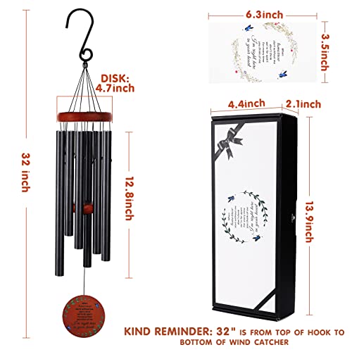 Memorial Wind Chimes for Loss of Mother or Father – Personalized Sympathy Wind Chimes for Outside, Bereavement Gifts for Loss of Loved One, Unique Outdoor Remembrance Gifts - size: Black - Round Design