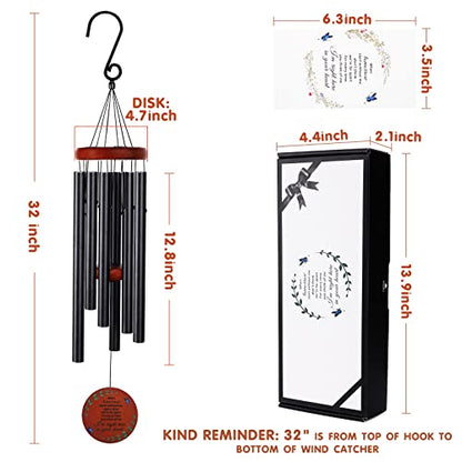 Memorial Wind Chimes for Loss of Mother or Father – Personalized Sympathy Wind Chimes for Outside, Bereavement Gifts for Loss of Loved One, Unique Outdoor Remembrance Gifts - size: Black - Round Design