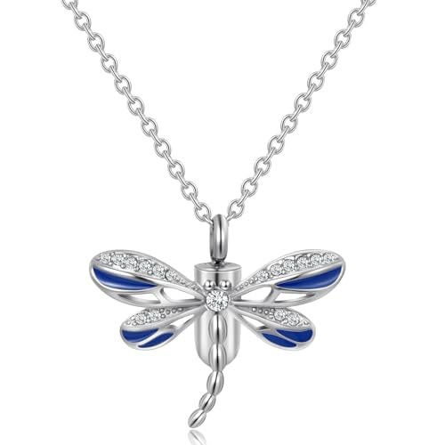 Turtle Angel Dog Butterfly Cremation Jewelry for Ashes Stainless Steel Urn Necklace Ash Holder for Women Men - style: Dargonfly