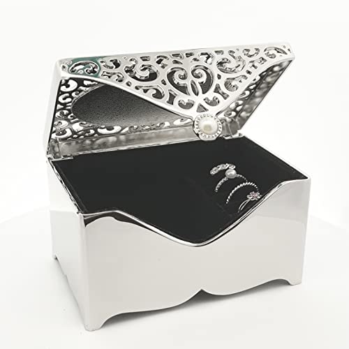 Cherished Moments Filigree Rectangle Jewelry Box, Religious Keepsake - color: Silver-God Bless