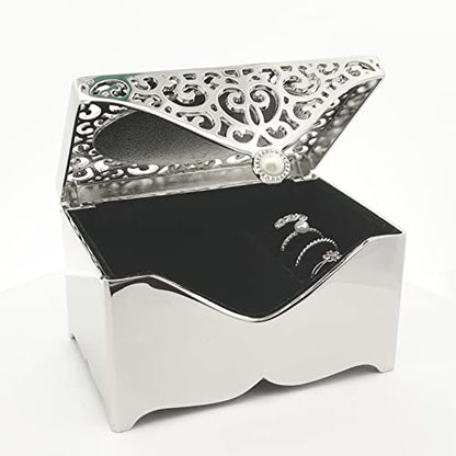 Cherished Moments Filigree Rectangle Jewelry Box, Religious Keepsake - color: Silver-God Bless