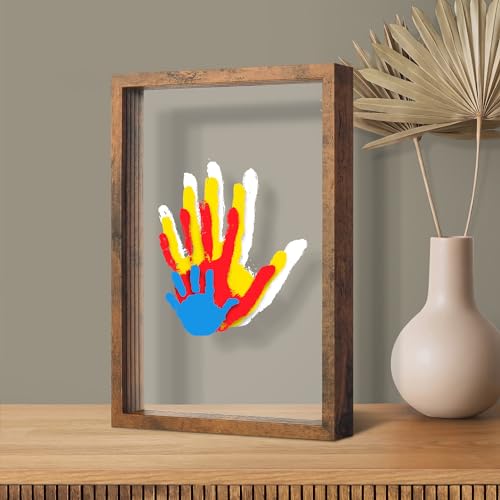 Family Handprint Kit for 4, Hand Print Keepsake Frame DIY Craft Gift - color: Brown, size: 4 Pages Acrylic Boards