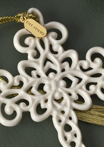 Lenox 2025 Snow Fantasies Cross Hanging Christmas Ornament - style: Cross