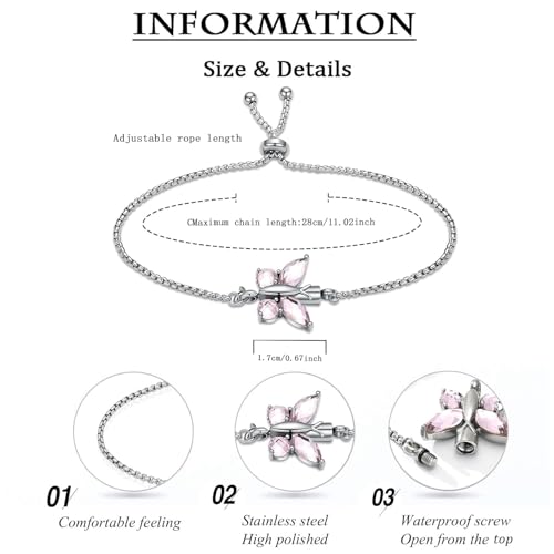 zeqingjw Cremation Jewelry Butterfly Urn Bracelet for Ashes for Women Stainless Steel Adjustable Urn Bangle Memorial Keepsake Ash Holder Bracelet - color: Pink