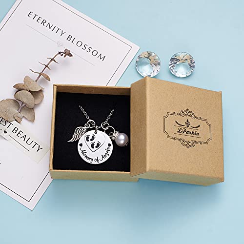LParkin Miscarriage Gifts For Mothers Memorial Necklace For Mommy of an Angel Sympathy Wing Gift - color: Mommy-angels-Necklace