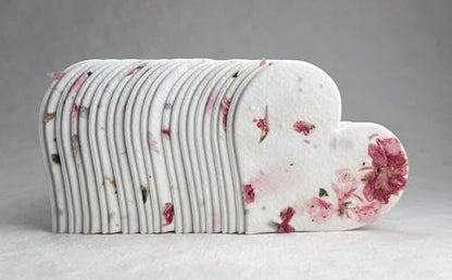 Of The Earth Handmade Paper - Wildflower Seed Paper Large Hearts - Recycled Flower Petals - Bulk Set of 100 (52s Pink Petal & Chard) - color: 52s Pink Petal & Chard