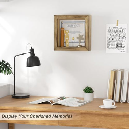 Love-KANKEI Deep Shadow Box Frame 8x8,Solid Wood Frame,Carbonized Black - color: Carbonized Black, size: 8 x 8