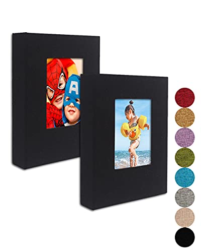 GPIRAL 4x6 Black Linen Photo Album with Clear Pages, Front Window for Personalization, 2 Pack - color: Black, size: 4x6"-2 PACK