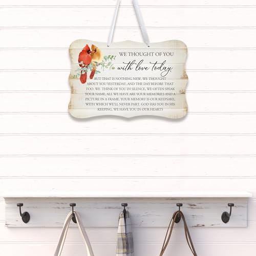 LifeSong Milestones Memorial Wall Hanging Signs Bereavement Keepsake Condolence Funeral Gift For Loss of Loved One 8x12 (We Thought Of You With (White)) - color: We Thought Of You With (White)