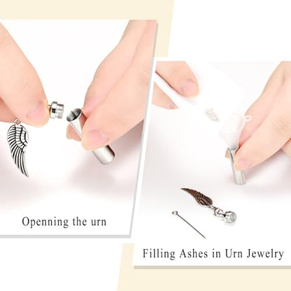 Oinsi Car Charm & Cylinder Urn Necklace for Ashes Stainless Steel Tube Cremation Urn Jewelry Necklace for Ashes Memorial Keepsake Gifts - color: Style-B