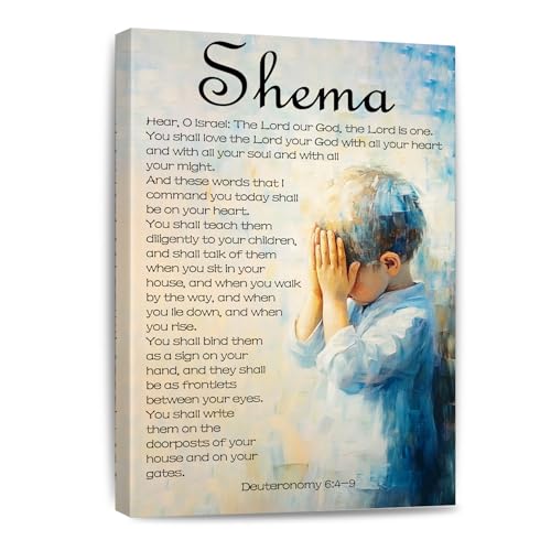 Shema Canvas Wall Art Deuteronomy 6:4-9 Print Christian Positive Painting Bible Verse Posters Religious Home Wall Church Decor Gift Framed 8 * 12 Inch - color: Shema, size: 12"L x 8"W