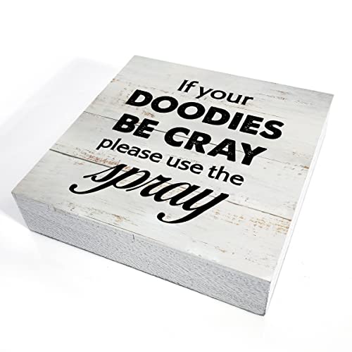Rustic Funny Bathroom Wood Box Sign Decor - color: DOODIES