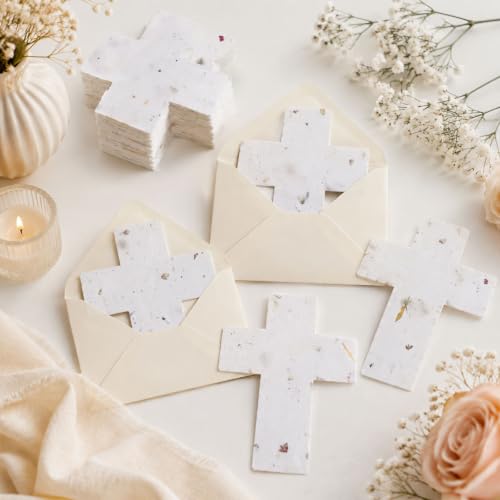 50 PCS Cross Shaped Handmade Flower Petal Papers for Wedding Guests Favors