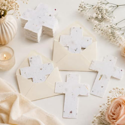 50 PCS Cross Shaped Handmade Flower Petal Papers for Wedding Guests Favors