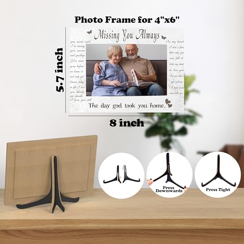 Memorial Photo Frame - Missing You Always - Wooden Tabletop Picture Frame With Stand, Sympathy Gifts For Loss Of Loved One, Bereavement Remembrance Gifts For Women -B39 - style: Missing You Always