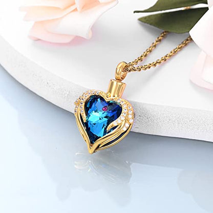 shajwo Angel Wing Heart Urn Necklace for Ashes - color: Customize