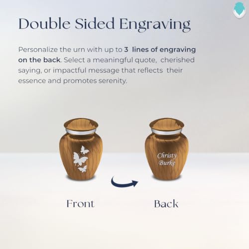 Keepsake Embrace Custom Engraved Butterflies Cremation Urn (Pearl Gold) - color: Pearl Gold