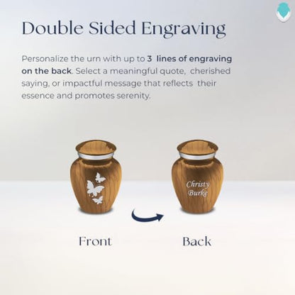 Keepsake Embrace Custom Engraved Butterflies Cremation Urn (Pearl Gold) - color: Pearl Gold