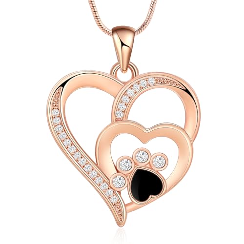 Pet Cremation Jewelry Heart Urn Necklace for Dog Cat Ash Keepsake | Pet Cremation Jewelry for Ashes Heart Stainless Steel Keepsake Memorial Jewelry Ashes Necklaces for Dog Cat Pet ﻿ - color: Crystal Rosegold