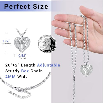 Angel Wings Necklace 925 Sterling Silver Guardian Angel Nurse RN Caduceus Pendant Charm Crystal Angel Jewelry Gifts for Women - style: E-Angel Wings Urn Ashes