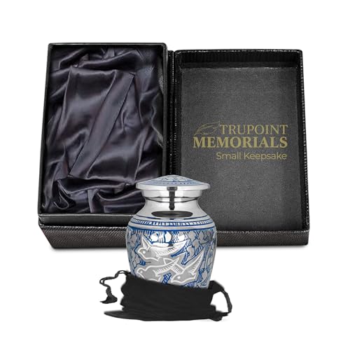 Trupoint Memorials Small Urns for Human Ashes Keepsake, Decorative Mini Cremation Urn for Adult Men & Women – Small, Silver Birds - color: Silver, size: Keepsake