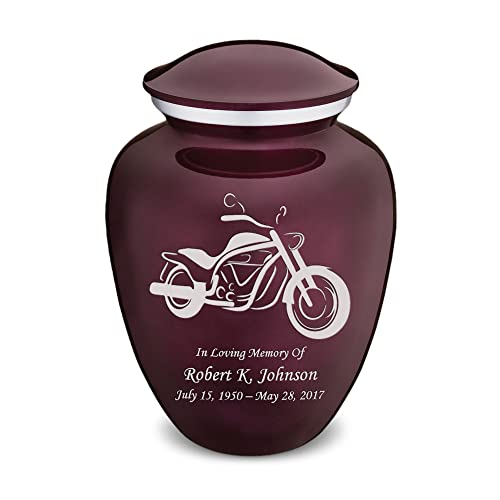 Adult Personalized Motorcycle Cremation Urns for Human Ashes I Large Cherry Purple Funeral Urn for Men and Women I 200 lbs - color: Cherry Purple