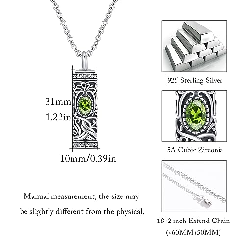 Urn Necklace for Ashes Cremation Jewelry 925 Sterling Silver Ashes Pendant Necklace Memorial Jewelry Gifts for Women Men Girls Boys - style: Tree of life-H-Aug-Oliva