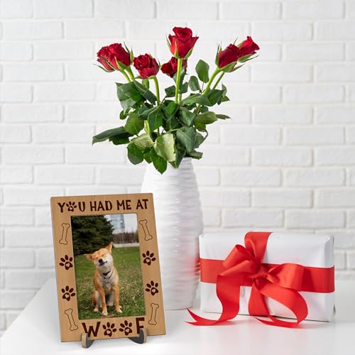 Dog Picture Frame, You Had Me At Woof - Wooden Tabletop Photo Frame With Stand, Dog Lover Gifts, Best Dog Ever Gifts, Pet Memorial Gifts, New Puppy Gifts, A22 - color: Rustic