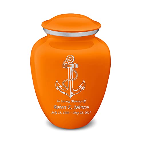 Adult Personalized Anchor Cremation Urns for Human Ashes I Large Burnt Orange Funeral Urn for Men and Women I 200 lbs - color: Burnt Orange