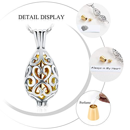 Imrsanl Cremation Jewelry for Ashes - Lotus Flower Ashes Pendant Necklace with Mini Keepsake Urn Memorial Ash Jewelry - color: Teardrop-Gold