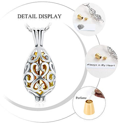 Imrsanl Cremation Jewelry for Ashes - Lotus Flower Ashes Pendant Necklace with Mini Keepsake Urn Memorial Ash Jewelry - color: Teardrop-Gold