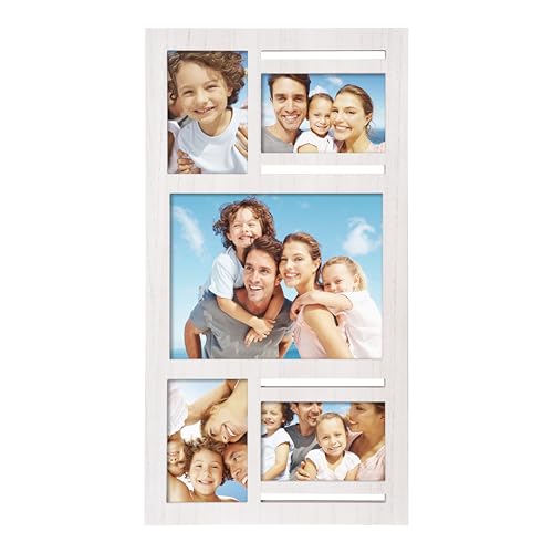 Collage Picture Frame for Wall – White Multi Photo Frame Holds 8x10 and 4x6 - color: White, size: 5 Opening-Mixed