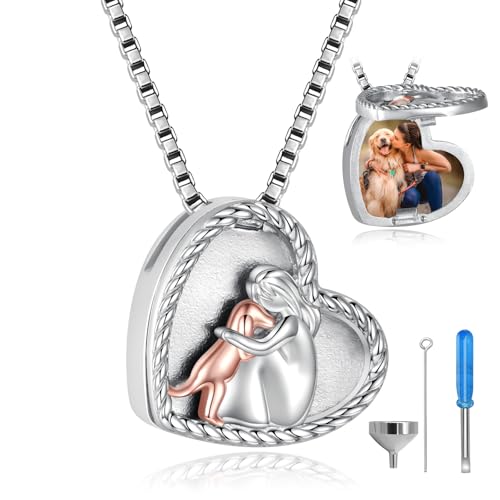 Sterling Silver Dog Urn Necklace for Pet Ashes - S925 Pet fur Cremation Memorial Keepsake Pendant Jewelry Gifts for Women Loss Puppy - style: Dog Urn Locket Necklace