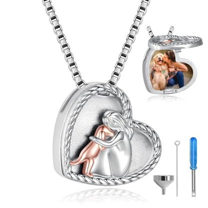 Sterling Silver Dog Urn Necklace for Pet Ashes - S925 Pet fur Cremation Memorial Keepsake Pendant Jewelry Gifts for Women Loss Puppy - style: Dog Urn Locket Necklace
