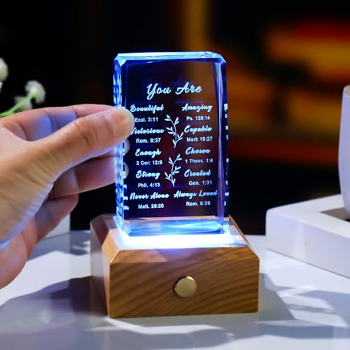 Ornalrist Christian Gifts for Women Crystal with Wood Night Light - color: Christian Gifts-You Are