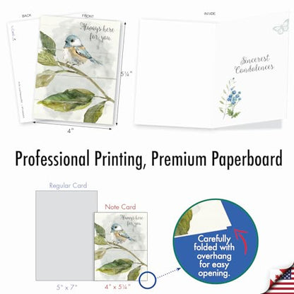 The Best Card Company - 10 Sympathy Note Cards with Envelopes (4 x 5.12 Inch) - Assorted Bereavement Greetings - Birds of Encouragement AM9144SMG-B1x10 - style: Birds of Encouragement